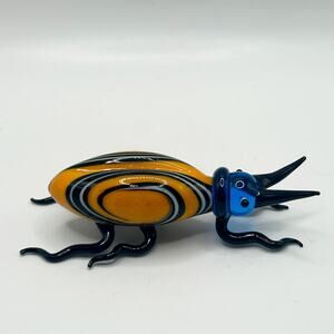 Vintage Hand Crafted Blown Mixed Glass Miniature Art Beetle Insect Sculpture NEW